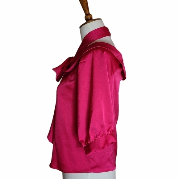 Cece Bow Off Shoulder Top Hot Pink Blouse XSmall NWT - Picture 4 of 9